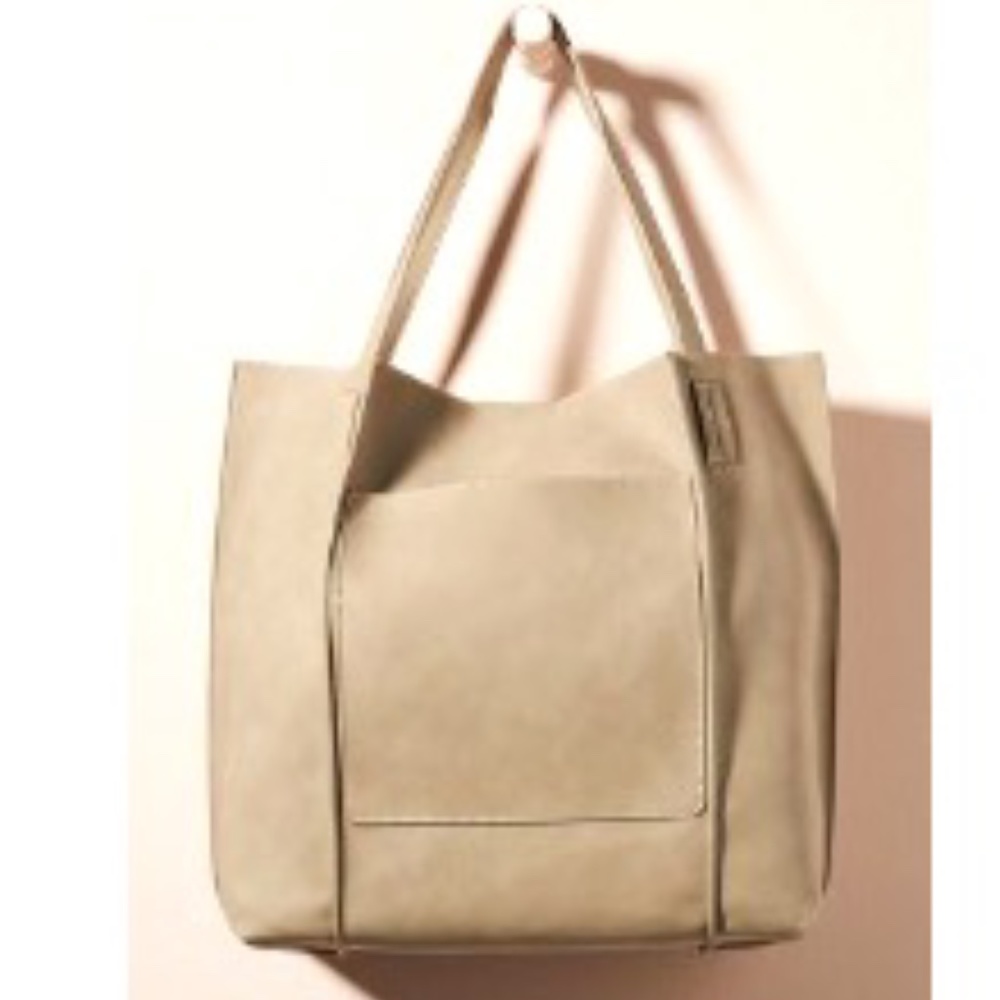 Grey Textured Tote Bag